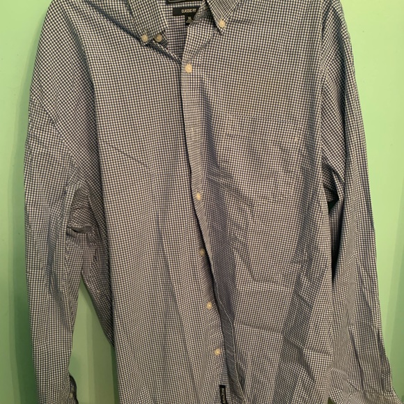 Crown & Ivy XL Classic Fit Navy and White Checker Print Button Down - Picture 5 of 6